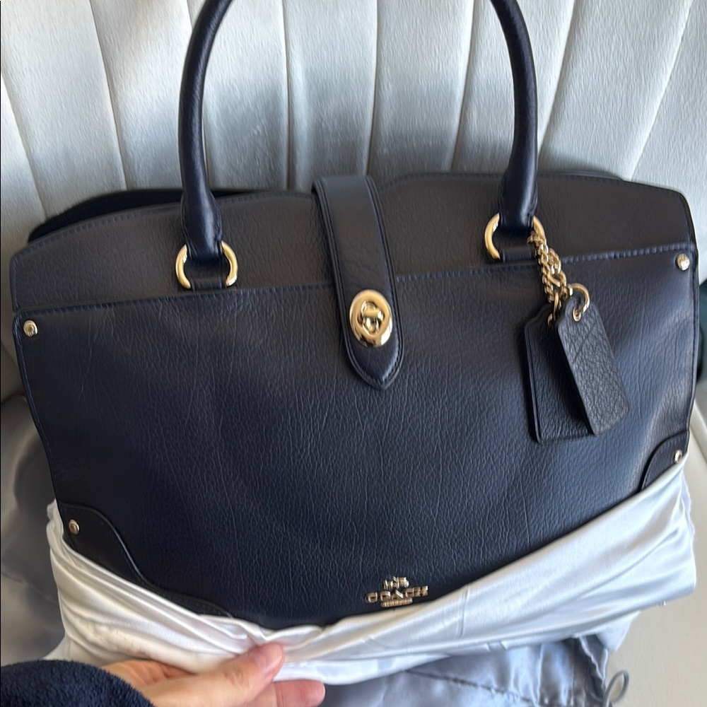 Coach Mercer 30 Navy Leather Handbag